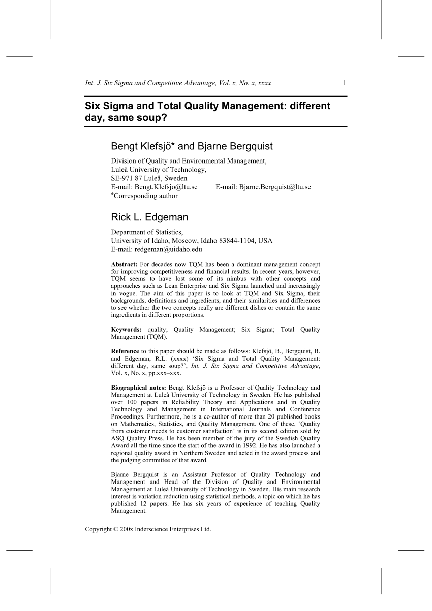 Free total quality management pdf